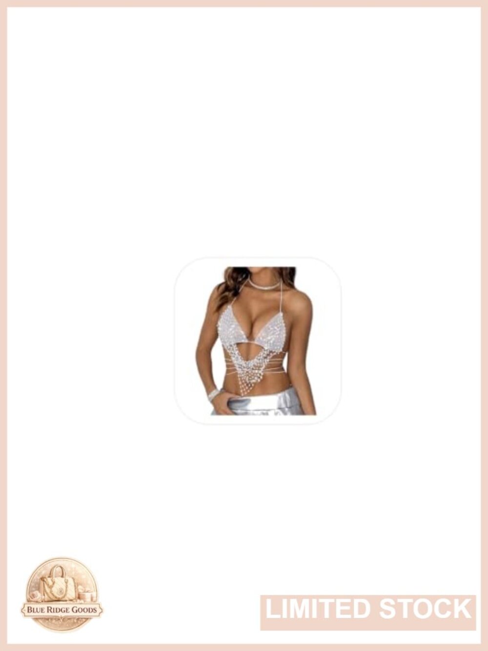 Rhinestone Mesh Body Chain Crystal Bra Tank Top Festival Rave Crop